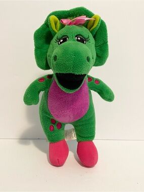 Barney Baby Bop Dinosaur Plush Beanie Stuffed Animal Green Purple 2017 7” Toy